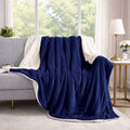 Navy Blue Sherpa Throw Blanket