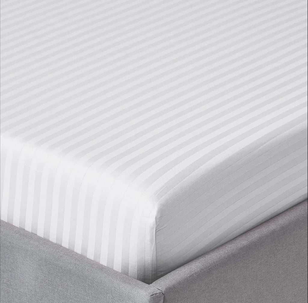 White Stripe Fitted Sheet Set - 3 Pcs