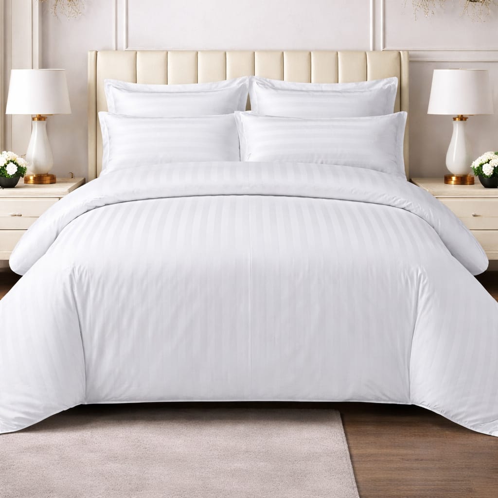 White Embossed Stripe Bedsheet