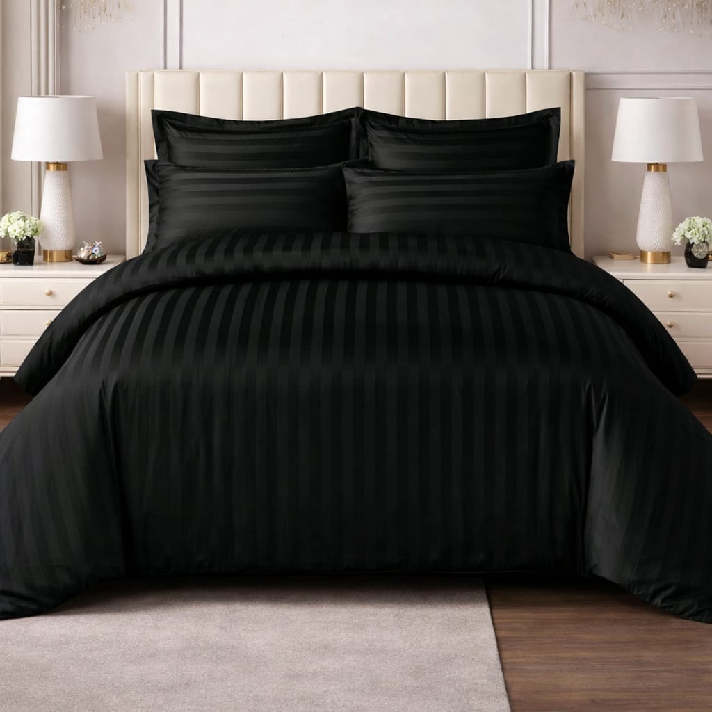 Black Embossed Stripe Bedsheet