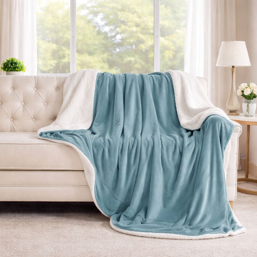 Teal Sherpa Throw Blanket