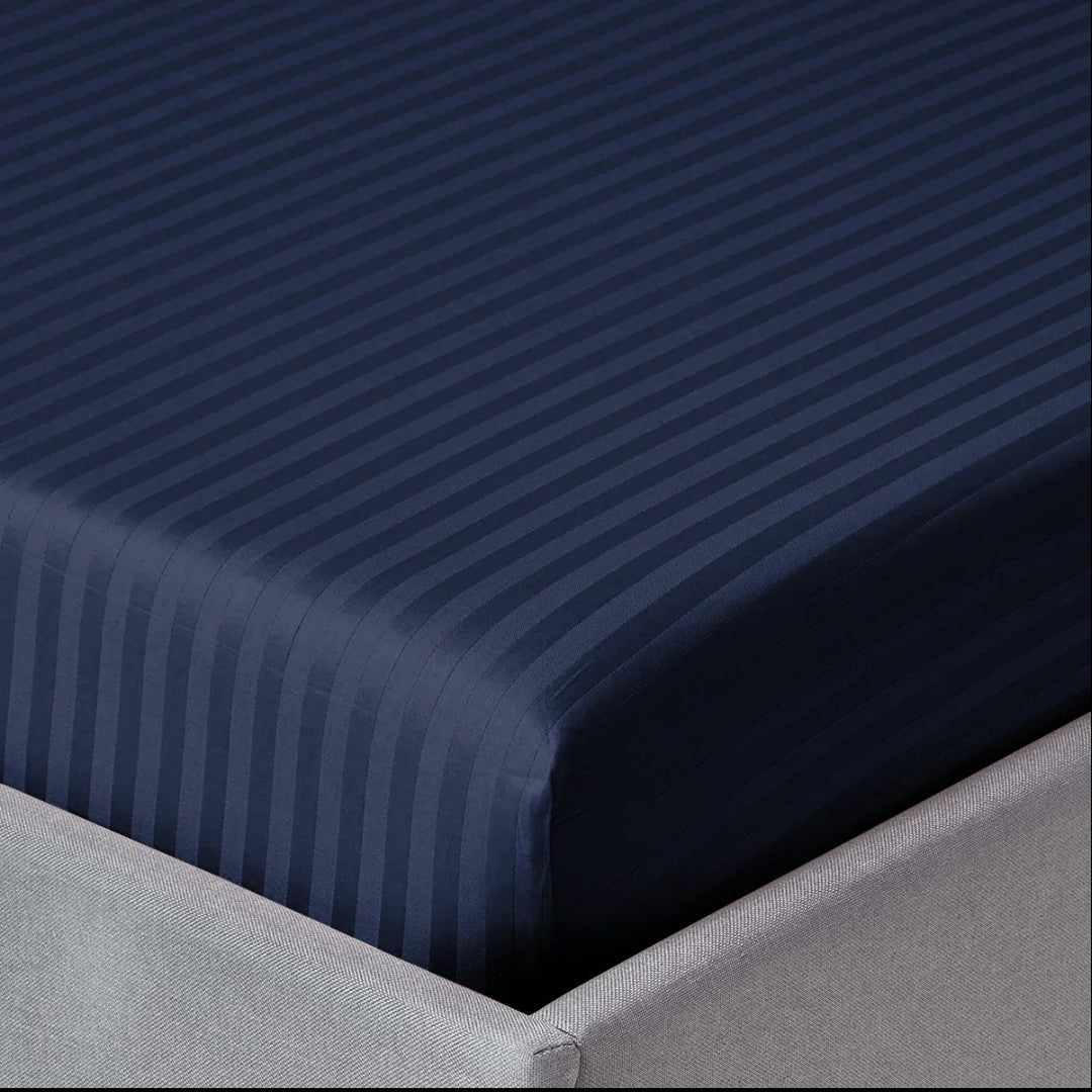 Navy Stripe Fitted Sheet Set - 3 Pcs