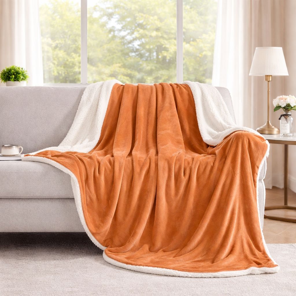 Camel Sherpa Throw Blanket