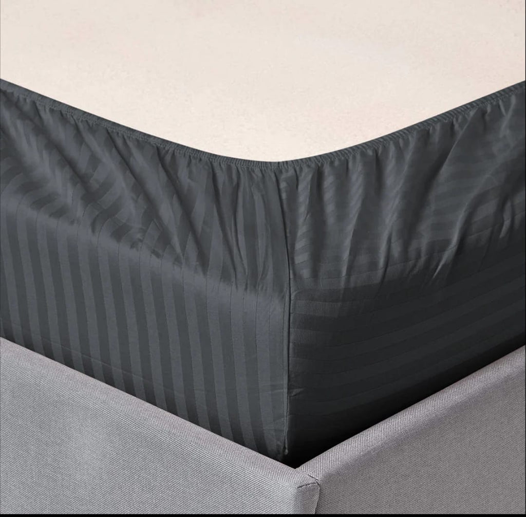 Black Stripe Fitted Sheet Set - 3 Pcs