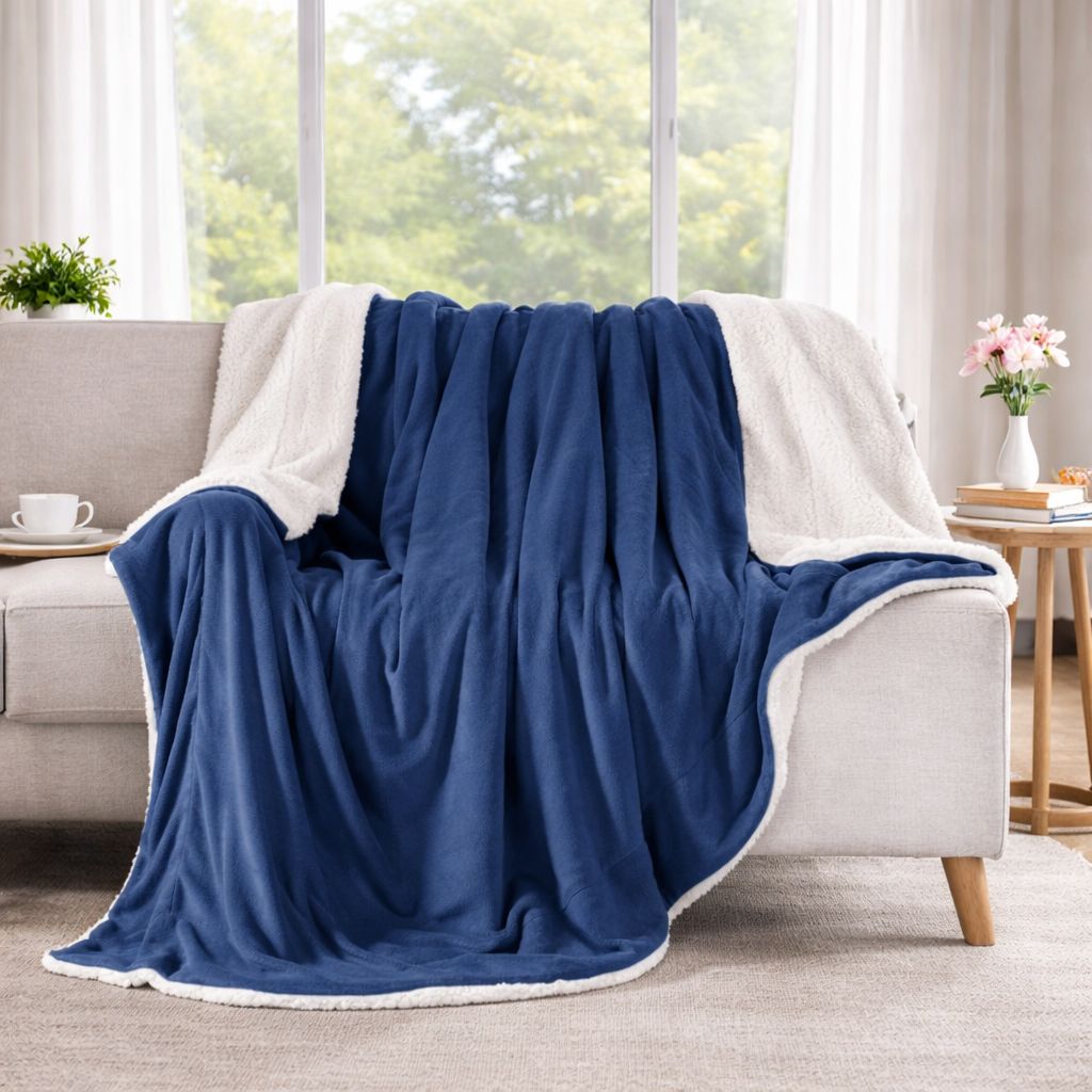 Haze Blue Sherpa Throw Blanket