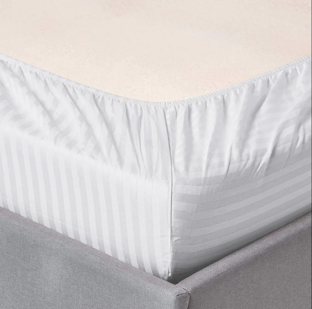 White Stripe Fitted Sheet Set - 3 Pcs