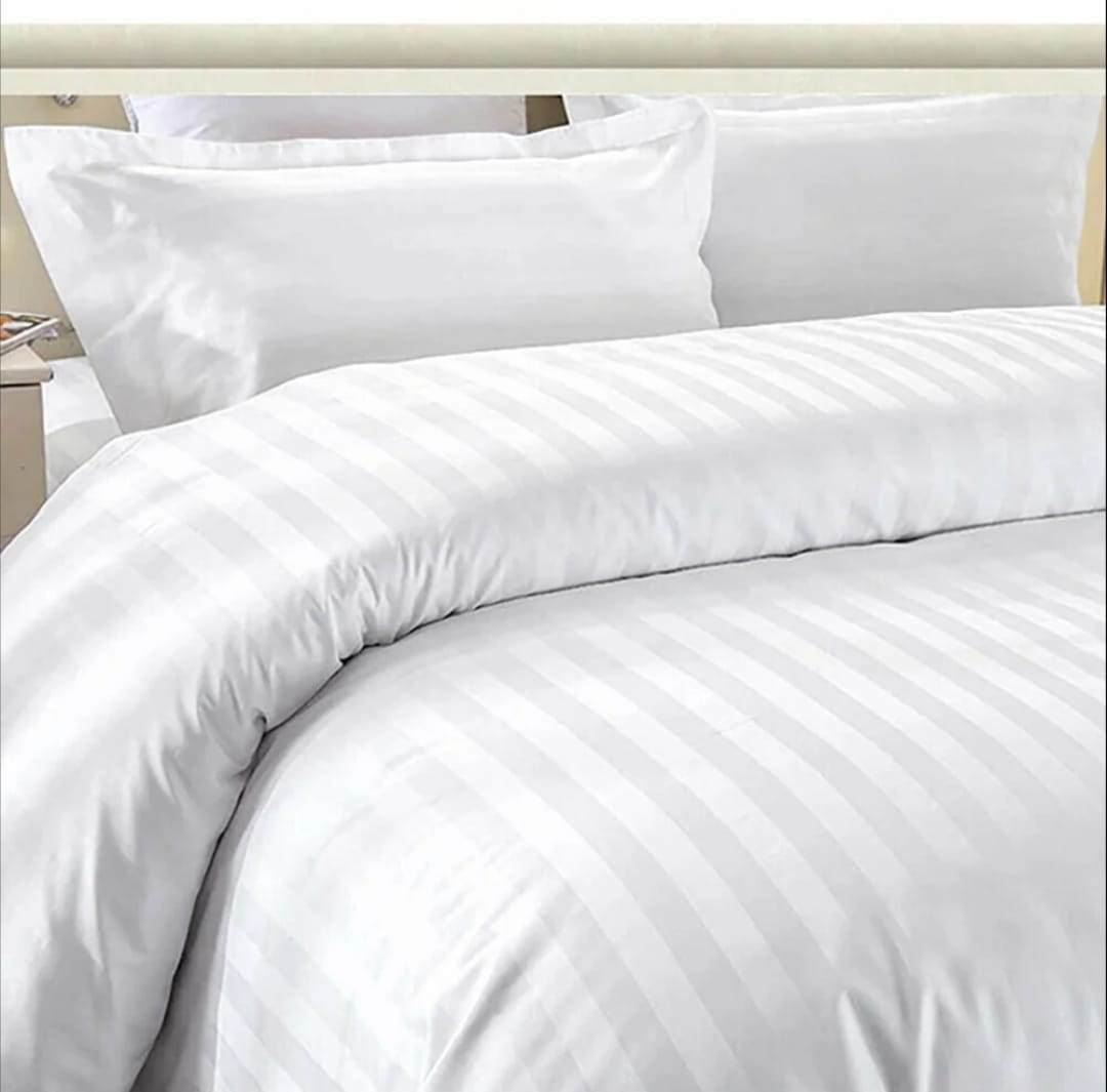 White Embossed Stripe Bedsheet