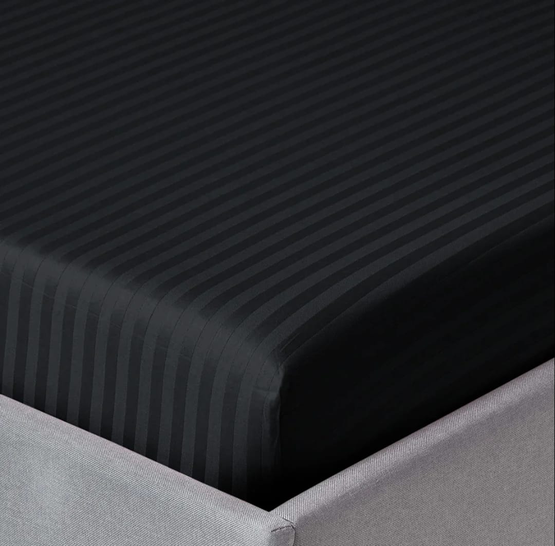 Black Stripe Fitted Sheet Set - 3 Pcs