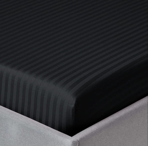 Black Stripe Fitted Sheet Set - 3 Pcs