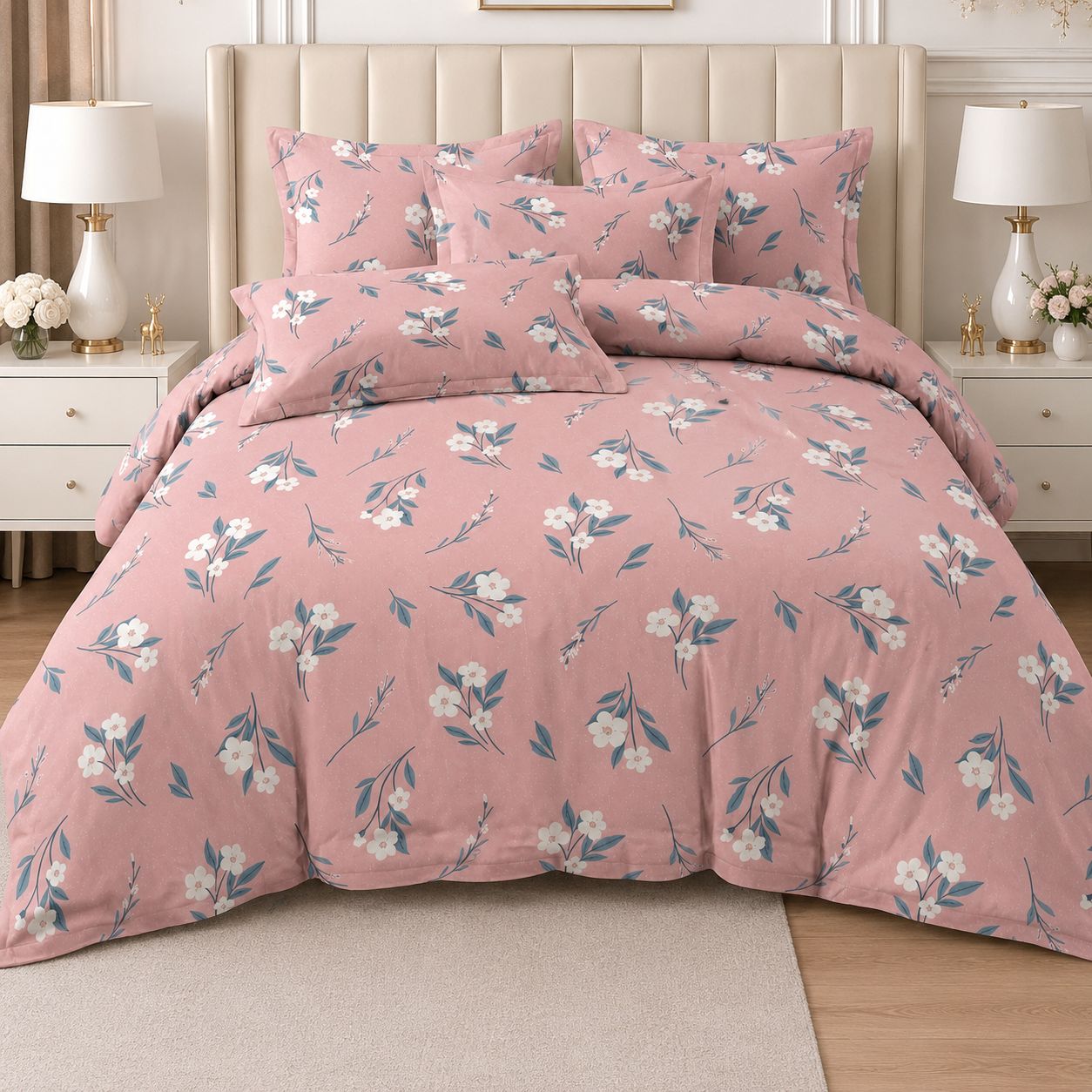 Blooming Blush Soft Satin Bedsheet
