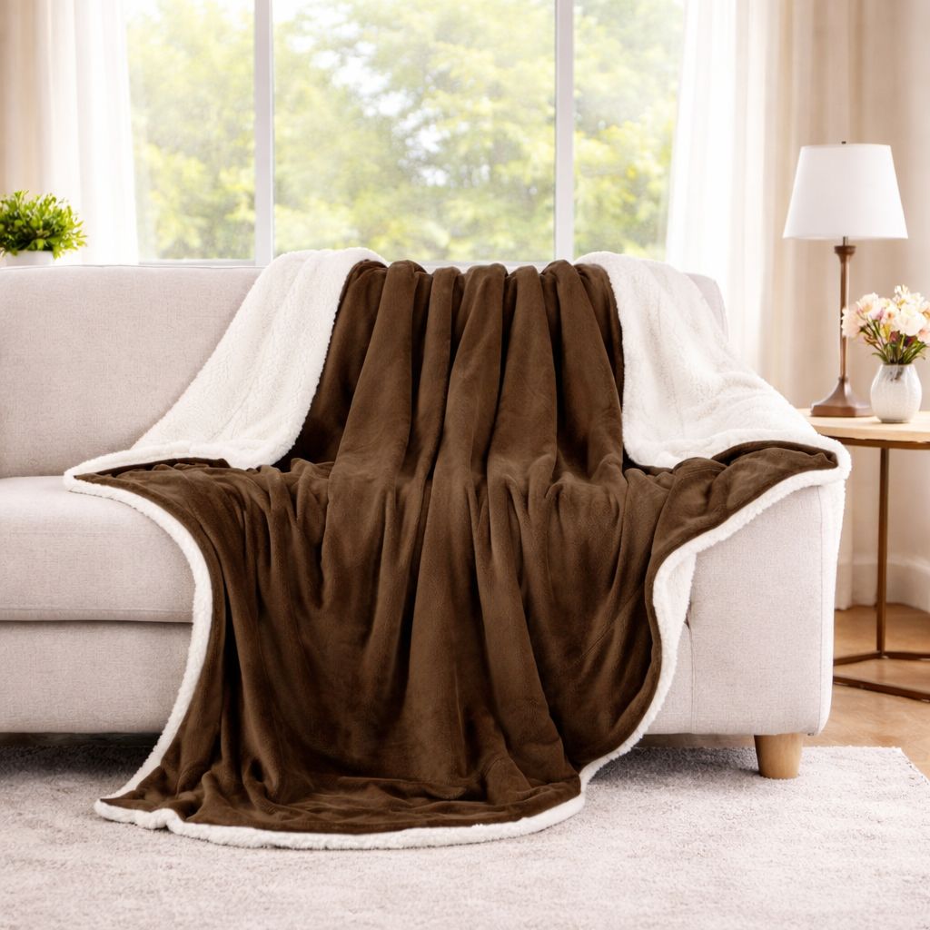 Coffee Sherpa Throw Blanket