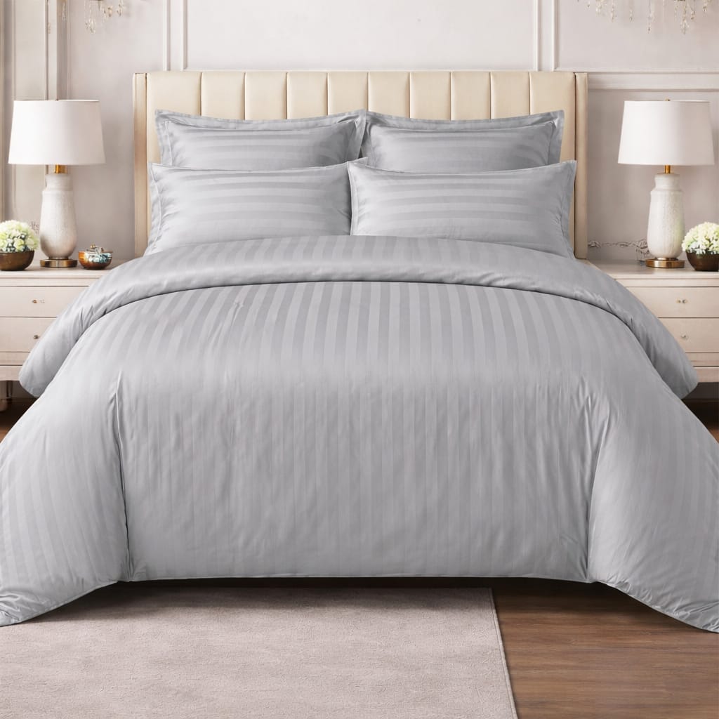 Gray Embossed Stripe Bedsheet