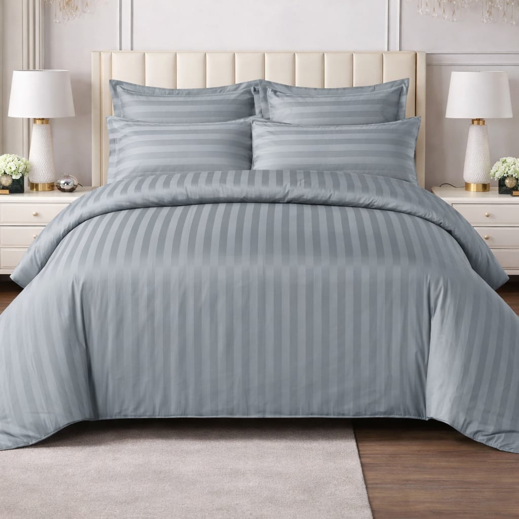 Charcoal Embossed Stripe Bedsheet